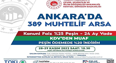 TOKİ, Ankara'da 389 arsa satıyor